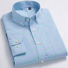 Load image into Gallery viewer, Men&#39;s Casual Long Sleeve Checkered Dress Shirts Standard-fit Comfortable Soft 100% Cotton Button-down Plaid Striped Tops Shirt

