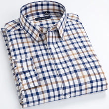 Load image into Gallery viewer, Men&#39;s Casual Long Sleeve Checkered Dress Shirts Standard-fit Comfortable Soft 100% Cotton Button-down Plaid Striped Tops Shirt
