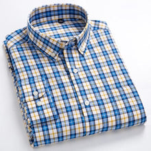 Load image into Gallery viewer, Men&#39;s Casual Long Sleeve Checkered Dress Shirts Standard-fit Comfortable Soft 100% Cotton Button-down Plaid Striped Tops Shirt

