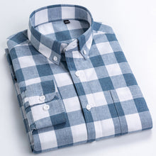 Load image into Gallery viewer, Men&#39;s Casual Long Sleeve Checkered Dress Shirts Standard-fit Comfortable Soft 100% Cotton Button-down Plaid Striped Tops Shirt
