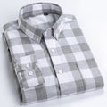 Men's Casual Long Sleeve Checkered Dress Shirts Standard-fit Comfortable Soft 100% Cotton Button-down Plaid Striped Tops Shirt