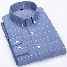 Load image into Gallery viewer, Men&#39;s Casual Long Sleeve Checkered Dress Shirts Standard-fit Comfortable Soft 100% Cotton Button-down Plaid Striped Tops Shirt
