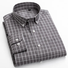 Load image into Gallery viewer, Men&#39;s Casual Long Sleeve Checkered Dress Shirts Standard-fit Comfortable Soft 100% Cotton Button-down Plaid Striped Tops Shirt
