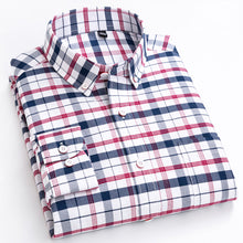 Load image into Gallery viewer, Men&#39;s Casual Long Sleeve Checkered Dress Shirts Standard-fit Comfortable Soft 100% Cotton Button-down Plaid Striped Tops Shirt
