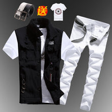 Load image into Gallery viewer, New Mens Boys Casual Denim Vest Sleeveless Waistcoat Summer Jeans Pants Trousers Slim Fit 2pcs Set Thin M5
