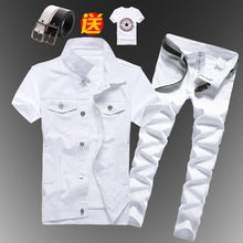 Load image into Gallery viewer, New Mens Boys Casual Denim Vest Sleeveless Waistcoat Summer Jeans Pants Trousers Slim Fit 2pcs Set Thin M5
