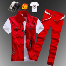 Load image into Gallery viewer, New Mens Boys Casual Denim Vest Sleeveless Waistcoat Summer Jeans Pants Trousers Slim Fit 2pcs Set Thin M5
