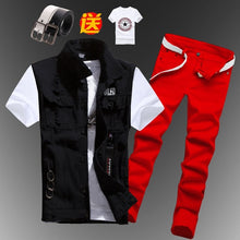 Load image into Gallery viewer, New Mens Boys Casual Denim Vest Sleeveless Waistcoat Summer Jeans Pants Trousers Slim Fit 2pcs Set Thin M5
