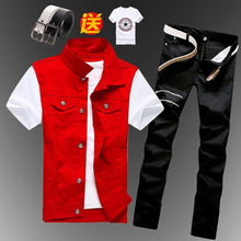 Load image into Gallery viewer, New Mens Boys Casual Denim Vest Sleeveless Waistcoat Summer Jeans Pants Trousers Slim Fit 2pcs Set Thin M5
