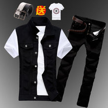Load image into Gallery viewer, New Mens Boys Casual Denim Vest Sleeveless Waistcoat Summer Jeans Pants Trousers Slim Fit 2pcs Set Thin M5
