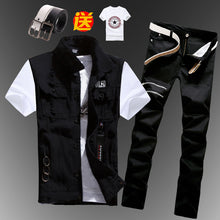 Load image into Gallery viewer, New Mens Boys Casual Denim Vest Sleeveless Waistcoat Summer Jeans Pants Trousers Slim Fit 2pcs Set Thin M5
