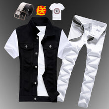 Load image into Gallery viewer, New Mens Boys Casual Denim Vest Sleeveless Waistcoat Summer Jeans Pants Trousers Slim Fit 2pcs Set Thin M5
