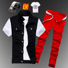 Load image into Gallery viewer, New Mens Boys Casual Denim Vest Sleeveless Waistcoat Summer Jeans Pants Trousers Slim Fit 2pcs Set Thin M5
