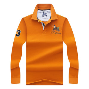 Polo bordado 3D de color sólido de alta calidad, polos informales, polo de manga larga para hombre, novedad de 2018, polosshirt