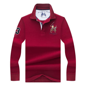 Polo bordado 3D de color sólido de alta calidad, polos informales, polo de manga larga para hombre, novedad de 2018, polosshirt