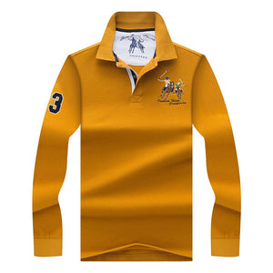 Polo bordado 3D de color sólido de alta calidad, polos informales, polo de manga larga para hombre, novedad de 2018, polosshirt