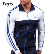 Load image into Gallery viewer, ZOGAA 2 Pieces Sets Tracksuit Men Autumn Winter Zipper Sweatshirt +Elastic Pants Male Stripe Patchwork Slim Fit Cool Sweatsuit
