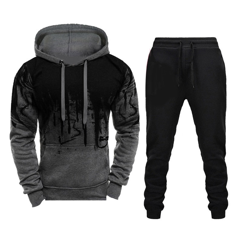 Chándal de marca de invierno, sudaderas con capucha informales para hombre, ropa deportiva, conjuntos de dos piezas de sudadera roja gruesa + Pantalones, traje deportivo Plus 4XL