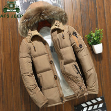 Cargar imagen en el visor de la galería, Marca Rusia chaqueta de invierno para hombre, Parkas de plumón de pato blanco, chaqueta gruesa y cálida para nieve, Parkas para hombre con capucha, abrigo cálido, cortavientos
