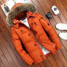 Cargar imagen en el visor de la galería, Marca Rusia chaqueta de invierno para hombre, Parkas de plumón de pato blanco, chaqueta gruesa y cálida para nieve, Parkas para hombre con capucha, abrigo cálido, cortavientos
