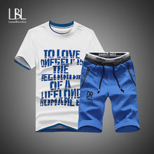 Load image into Gallery viewer, Summer Shorts Set Men Casual Outwear Slim Fit Mens Sweat Suits 2018 Casual T Shirts + Shorts Fashion 2PCS Men Sets
