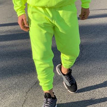Load image into Gallery viewer, Neon Green Style Men&#39;s Fashion Tracksuit Solid 2 Pieces Long Sleeve Hoody+Loose Swearpants Casual Sportsuit Men 2019 Newest OMSJ

