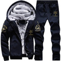 Chándales informales, conjunto para hombre con capucha, sudaderas con capucha gruesas de lana + pantalón de chándal, sudadera de invierno y primavera 2019, ropa deportiva con estampado de letras para hombre