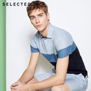 SELECTED Men's 100% Cotton Turn-down Collar Short-sleeved Poloshirt S|41823Z517
