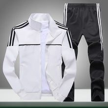 Cargar imagen en el visor de la galería, Otoño nuevo chándal para hombre Casual sólido rayas cremallera conjuntos de dos piezas chaquetas + Pantalones 2020 ropa deportiva masculina trajes deportivos prendas de vestir
