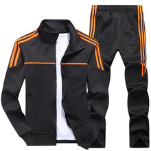 Cargar imagen en el visor de la galería, Otoño nuevo chándal para hombre Casual sólido rayas cremallera conjuntos de dos piezas chaquetas + Pantalones 2020 ropa deportiva masculina trajes deportivos prendas de vestir

