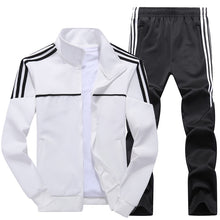 Cargar imagen en el visor de la galería, Otoño nuevo chándal para hombre Casual sólido rayas cremallera conjuntos de dos piezas chaquetas + Pantalones 2020 ropa deportiva masculina trajes deportivos prendas de vestir
