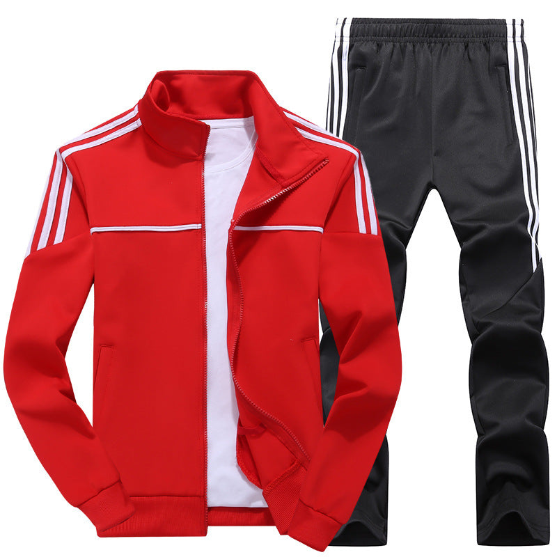 Otoño nuevo chándal para hombre Casual sólido rayas cremallera conjuntos de dos piezas chaquetas + Pantalones 2020 ropa deportiva masculina trajes deportivos prendas de vestir