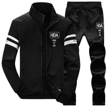 Cargar imagen en el visor de la galería, Otoño nuevo chándal para hombre Casual sólido rayas cremallera conjuntos de dos piezas chaquetas + Pantalones 2020 ropa deportiva masculina trajes deportivos prendas de vestir
