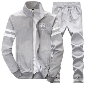 Otoño nuevo chándal para hombre Casual sólido rayas cremallera conjuntos de dos piezas chaquetas + Pantalones 2020 ropa deportiva masculina trajes deportivos prendas de vestir