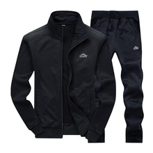 Cargar imagen en el visor de la galería, Otoño nuevo chándal para hombre Casual sólido rayas cremallera conjuntos de dos piezas chaquetas + Pantalones 2020 ropa deportiva masculina trajes deportivos prendas de vestir
