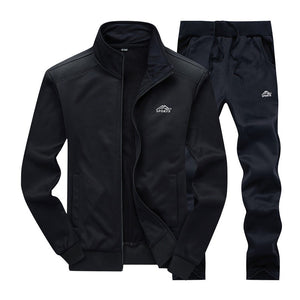 Otoño nuevo chándal para hombre Casual sólido rayas cremallera conjuntos de dos piezas chaquetas + Pantalones 2020 ropa deportiva masculina trajes deportivos prendas de vestir