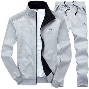 Otoño nuevo chándal para hombre Casual sólido rayas cremallera conjuntos de dos piezas chaquetas + Pantalones 2020 ropa deportiva masculina trajes deportivos prendas de vestir