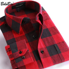 Cargar imagen en el visor de la galería, BOLUBAO, camisas informales de marca de calidad para hombre, Tops de otoño e invierno, nueva camisa a cuadros de algodón para hombre, camisa cómoda y cálida de manga larga para hombre
