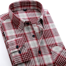 Cargar imagen en el visor de la galería, BOLUBAO, camisas informales de marca de calidad para hombre, Tops de otoño e invierno, nueva camisa a cuadros de algodón para hombre, camisa cómoda y cálida de manga larga para hombre
