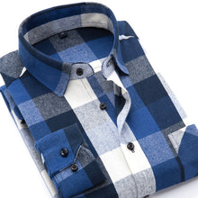 Cargar imagen en el visor de la galería, BOLUBAO, camisas informales de marca de calidad para hombre, Tops de otoño e invierno, nueva camisa a cuadros de algodón para hombre, camisa cómoda y cálida de manga larga para hombre

