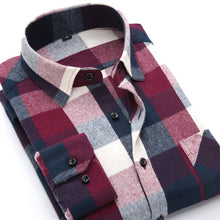 Cargar imagen en el visor de la galería, BOLUBAO, camisas informales de marca de calidad para hombre, Tops de otoño e invierno, nueva camisa a cuadros de algodón para hombre, camisa cómoda y cálida de manga larga para hombre
