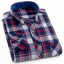 Cargar imagen en el visor de la galería, BOLUBAO, camisas informales de marca de calidad para hombre, Tops de otoño e invierno, nueva camisa a cuadros de algodón para hombre, camisa cómoda y cálida de manga larga para hombre
