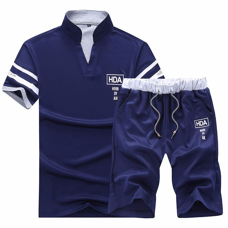 BOLUBAO Men Sets Brand New 2019 Summer Men's Tracksuit Clothing Male Short Sleeve + Shorts 2 Pieces Printed Male Set