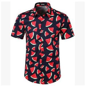 Camisa hawaiana de playa para hombre de 5 estilos, camisas con estampado de frutas florales, Tops, pantalón corto informal de manga, vacaciones de verano, moda de talla grande