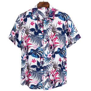 MONERFFI 2020 Quality Harajuku Beach Shirt Men Short Sleeve Hawaiian Shirt Casual Summer Floral Print Men Blouse Loose Surfing