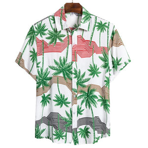 MONERFFI 2020 Quality Harajuku Beach Shirt Men Short Sleeve Hawaiian Shirt Casual Summer Floral Print Men Blouse Loose Surfing