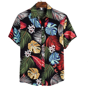MONERFFI 2020 Quality Harajuku Beach Shirt Men Short Sleeve Hawaiian Shirt Casual Summer Floral Print Men Blouse Loose Surfing