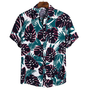 MONERFFI 2020 Quality Harajuku Beach Shirt Men Short Sleeve Hawaiian Shirt Casual Summer Floral Print Men Blouse Loose Surfing