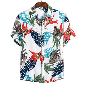 MONERFFI 2020 Quality Harajuku Beach Shirt Men Short Sleeve Hawaiian Shirt Casual Summer Floral Print Men Blouse Loose Surfing