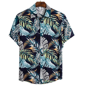 MONERFFI 2020 Quality Harajuku Beach Shirt Men Short Sleeve Hawaiian Shirt Casual Summer Floral Print Men Blouse Loose Surfing